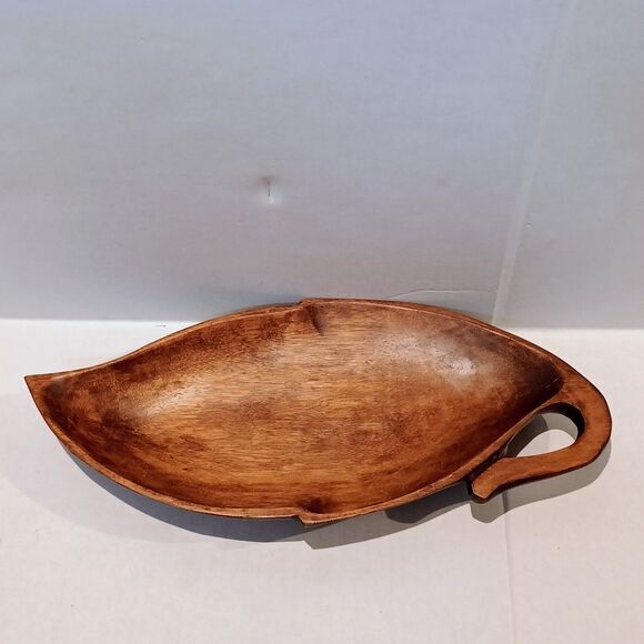 Handmade Other - Vintage Monkey Pod Wood Leaf Shaped Tray-Handmade-Fruit Bowl-Charcuterie-MCM